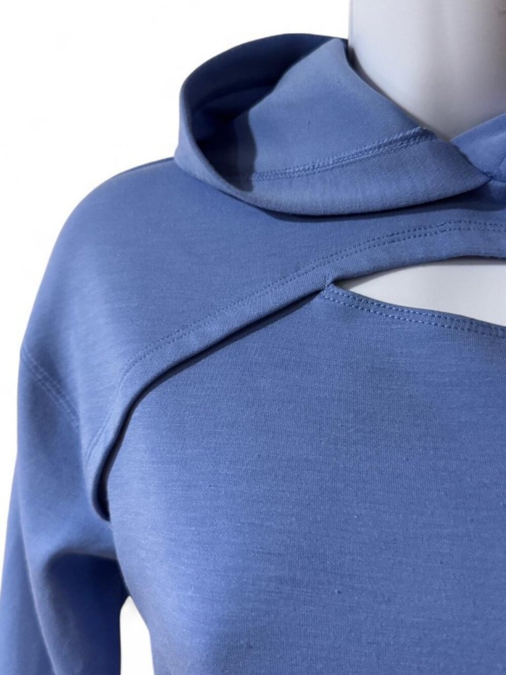 Blue Cropped Cutout Hoodie S